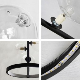 Lámpara colgante moderna de metal con burbujas de cristal transparente