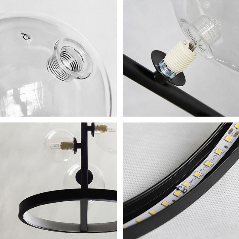 Lámpara colgante moderna de metal con burbujas de cristal transparente