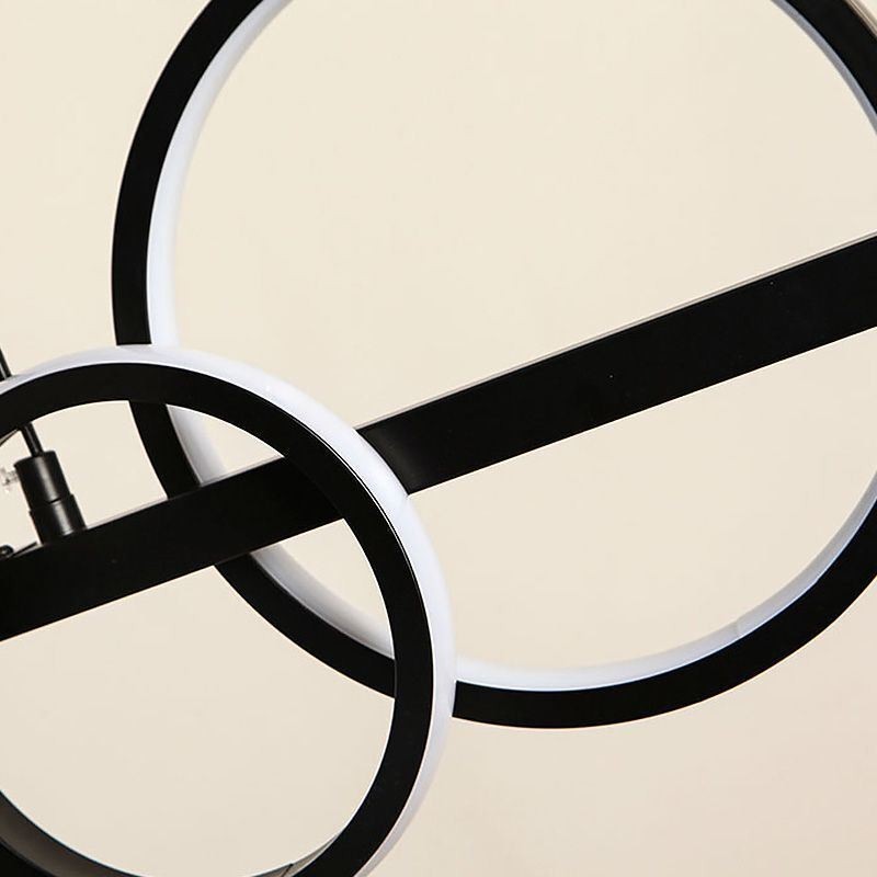 Lámpara colgante moderna de burbujas de vidrio con soporte largo negro