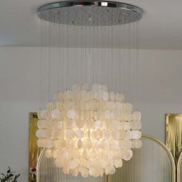 Lámpara colgante de concha moderna, iluminación de techo colgante contemporánea para comedor