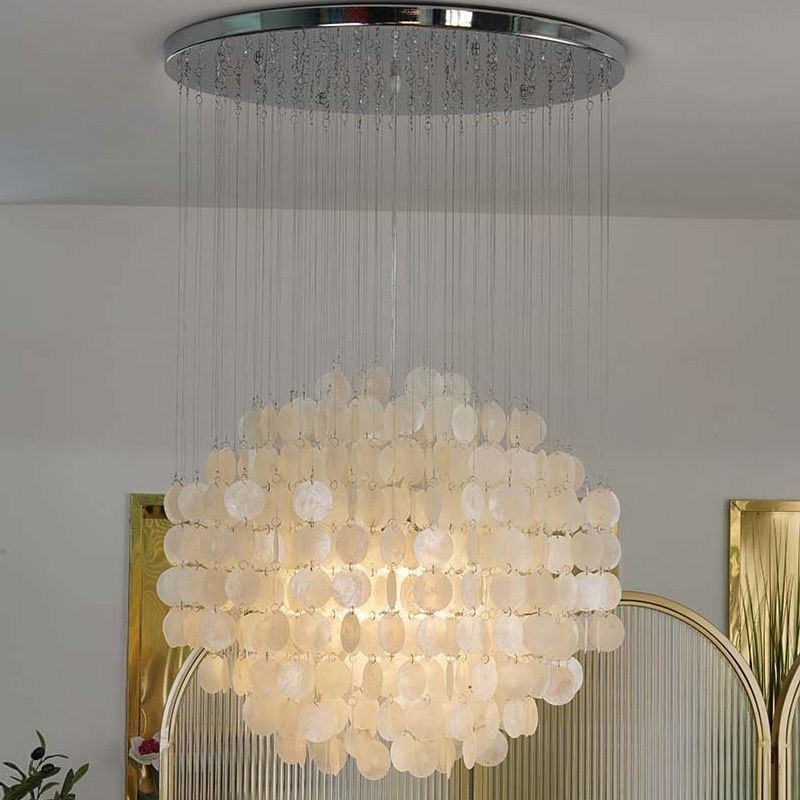 Lámpara colgante de concha moderna, iluminación de techo colgante contemporánea para comedor