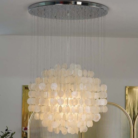Lámpara colgante de concha moderna, iluminación de techo colgante contemporánea para comedor Lámpara colgante de concha moderna, iluminación de techo colgante contemporánea para comedor