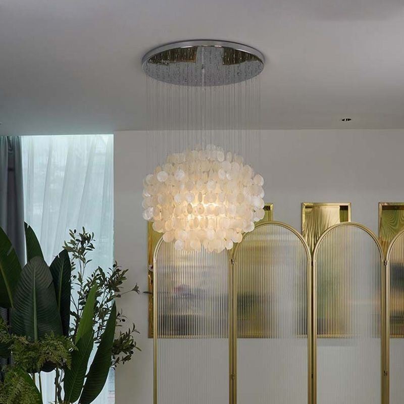 Lámpara colgante de concha moderna, iluminación de techo colgante contemporánea para comedor