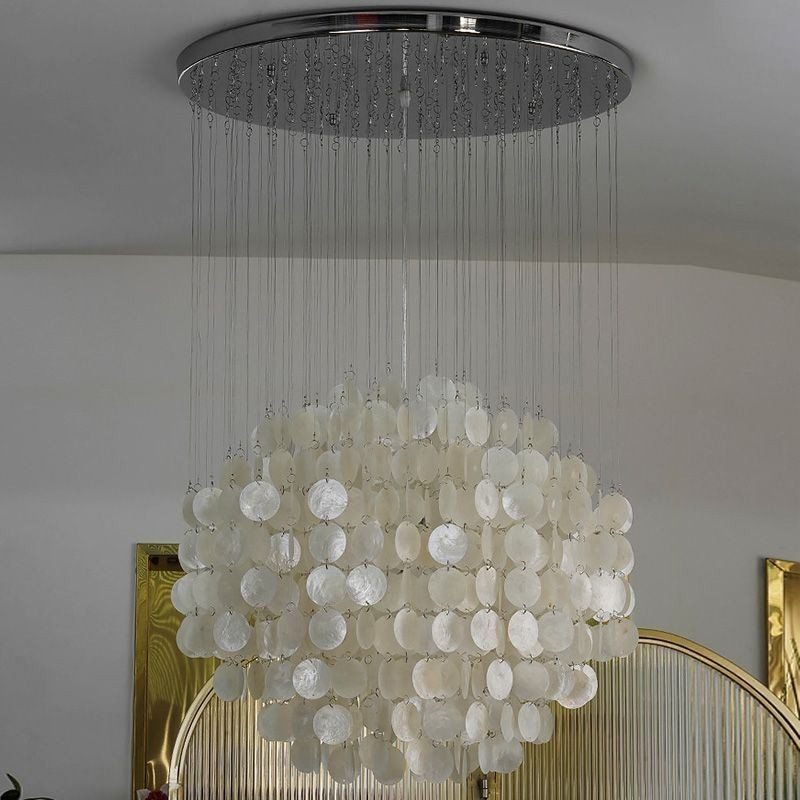 Lámpara colgante de concha moderna, iluminación de techo colgante contemporánea para comedor