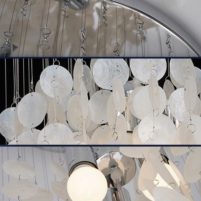 Lámpara colgante de concha moderna, iluminación de techo colgante contemporánea para comedor