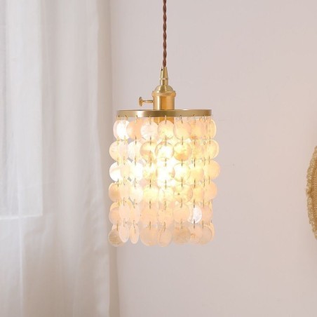 Lámpara de araña clásica moderna con pantalla de concha blanca, lámpara colgante de techo Lámpara de araña clásica moderna con pantalla de concha blanca, lámpara colgante de techo