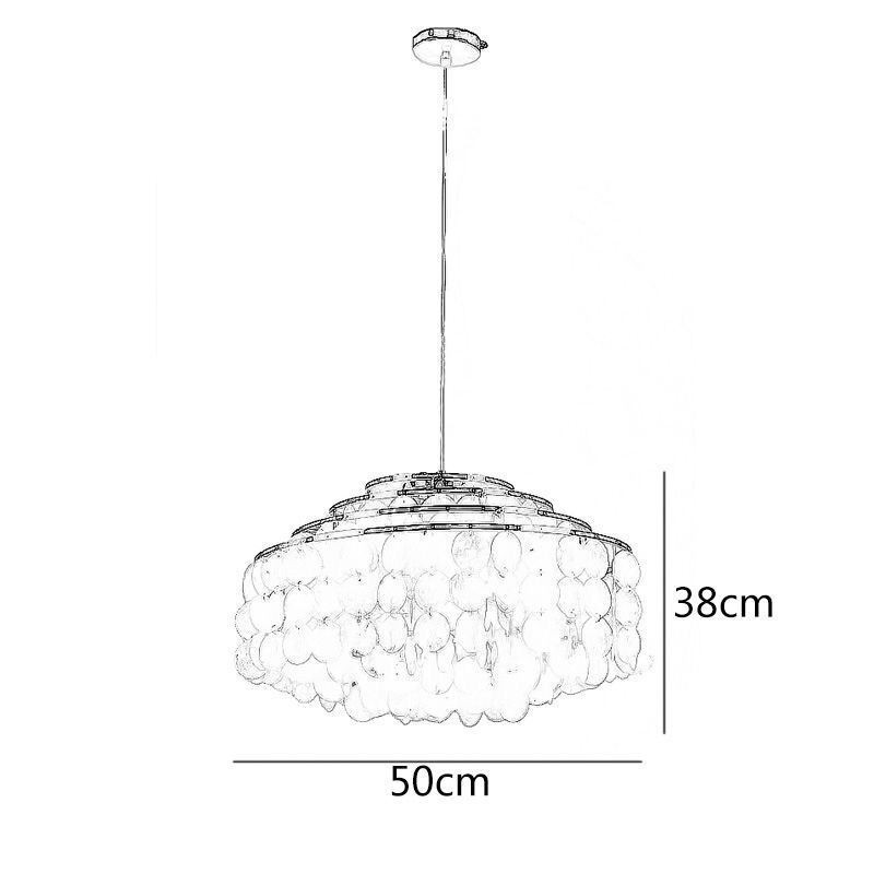 Lámpara de araña moderna con forma de gota de lluvia y pantalla de concha blanca, iluminación colgante de techo