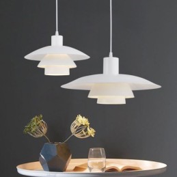 Lámpara colgante contemporánea de aluminio blanco, lámpara colgante ajustable.