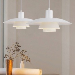 Lámpara colgante contemporánea de aluminio blanco, lámpara colgante ajustable.