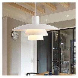 Lámpara colgante contemporánea de aluminio blanco, lámpara colgante ajustable.