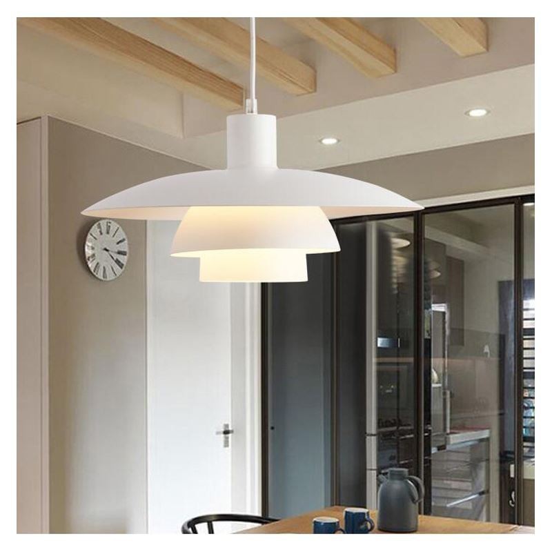 Lámpara colgante contemporánea de aluminio blanco, lámpara colgante ajustable.
