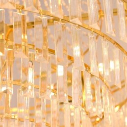 Lámpara colgante de cristal dorado de 4 niveles, iluminación de techo, 7 luces