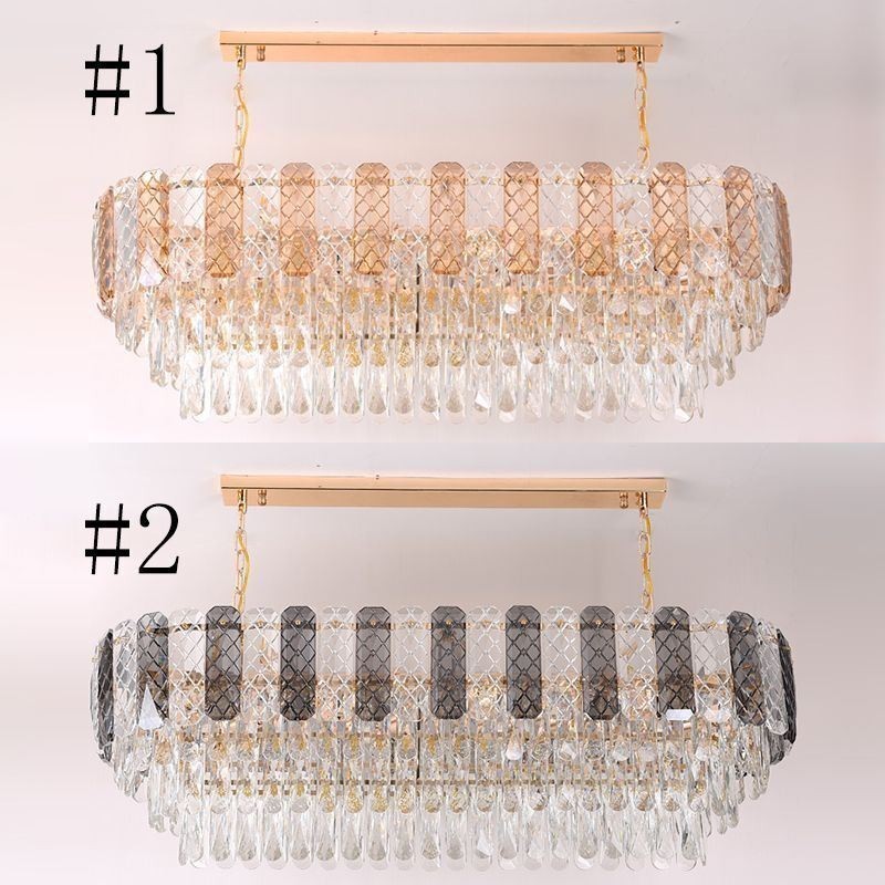 Lámpara colgante de cristal moderna, lámpara colgante ovalada de lujo