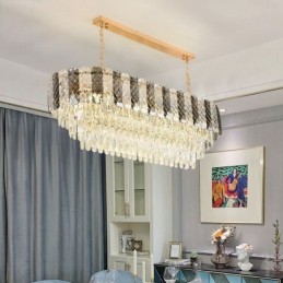 Lámpara colgante de cristal moderna, lámpara colgante ovalada de lujo