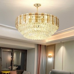 Lámpara colgante europea de lujo, lámpara de techo de cristal