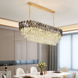 Lámpara colgante de cristal europea de lujo, lámpara de techo ovalada