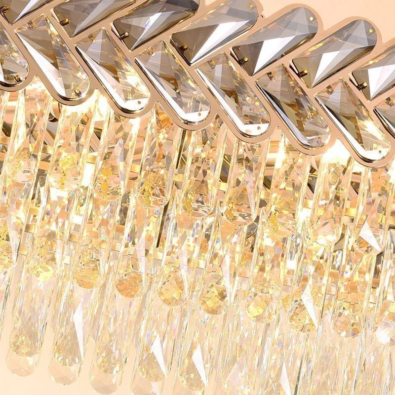 Lámpara colgante de cristal europea de lujo, lámpara de techo ovalada