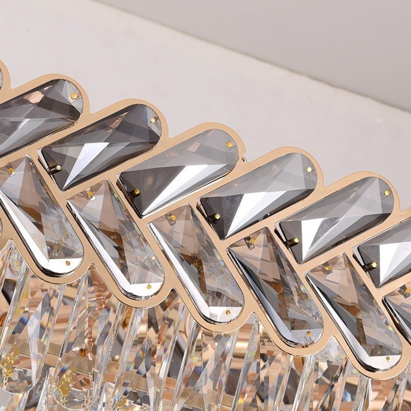 Lámpara colgante de cristal europea de lujo, lámpara de techo ovalada