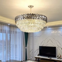 Lámpara colgante de cristal dorada para techo