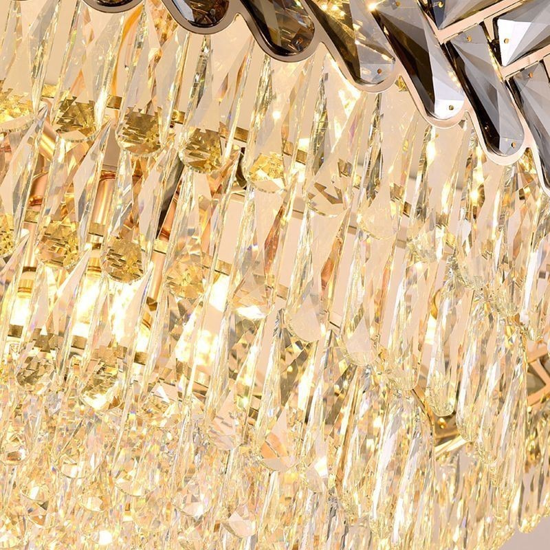 Lámpara colgante de cristal dorada para techo