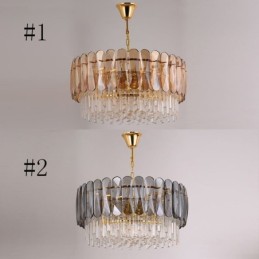 Lámpara colgante de lujo de cristal dorado para techo