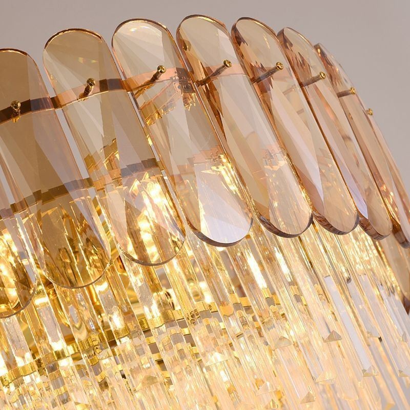 Lámpara colgante de lujo de cristal dorado para techo