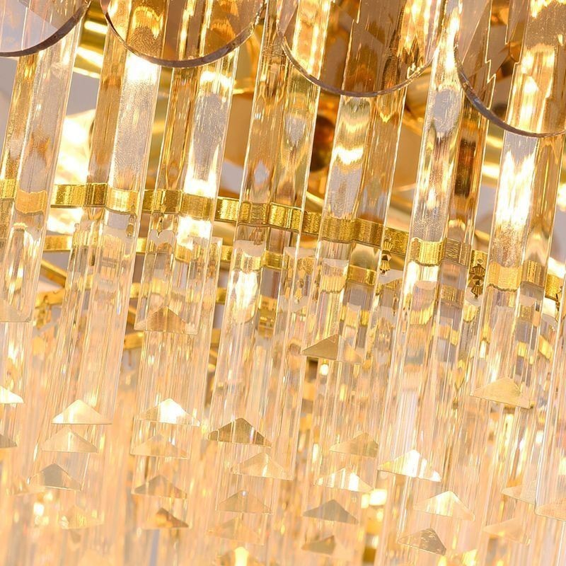 Lámpara colgante de lujo de cristal dorado para techo