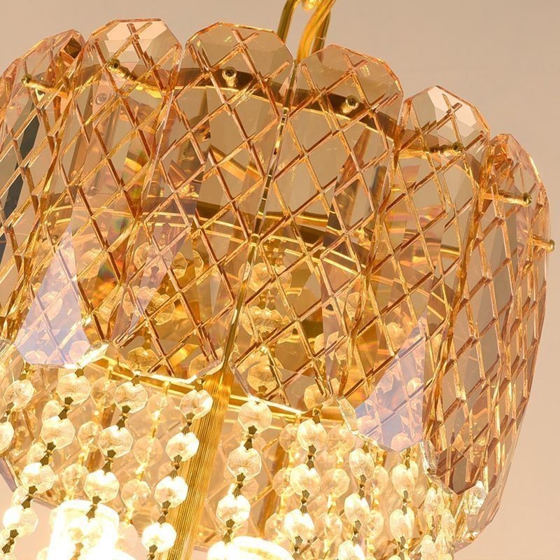 Lámpara colgante de cristal moderna, lámpara de techo redonda