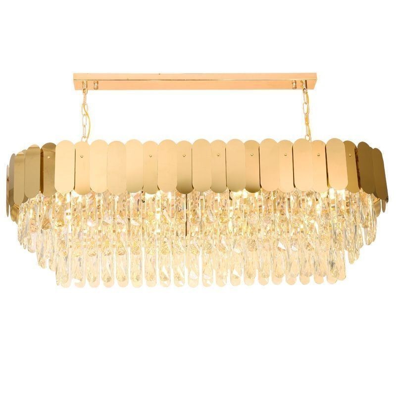 Lámpara colgante de cristal de lujo, lámpara de techo ovalada