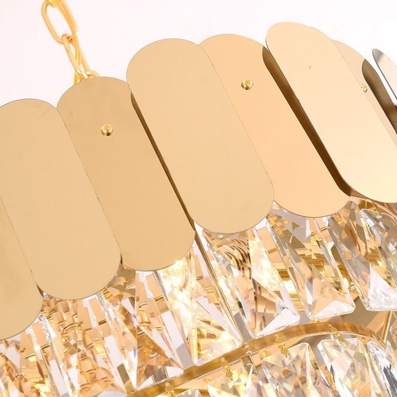 Lámpara colgante de cristal de lujo, lámpara de techo ovalada