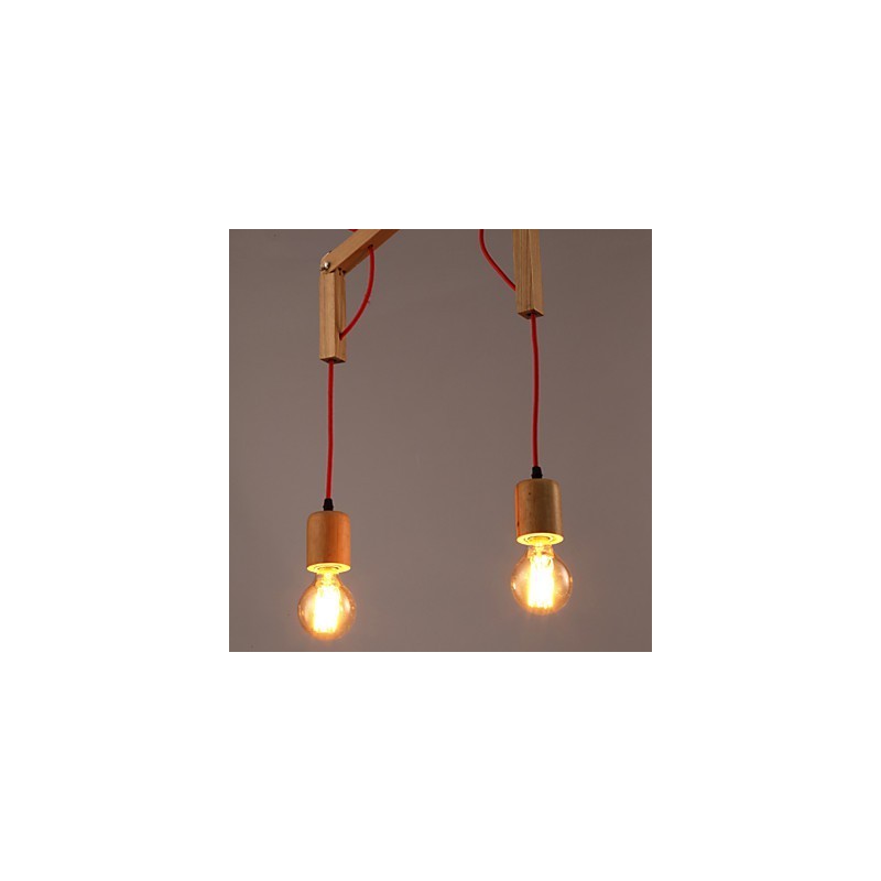 Lámpara de araña estilo mini moderna contemporánea de madera de bambú