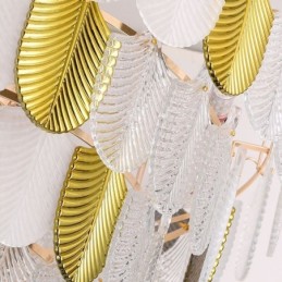 Lámpara colgante de techo con forma de hoja elegante de cristal