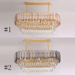 Lámpara colgante de cristal moderna, lámpara de techo ovalada de lujo