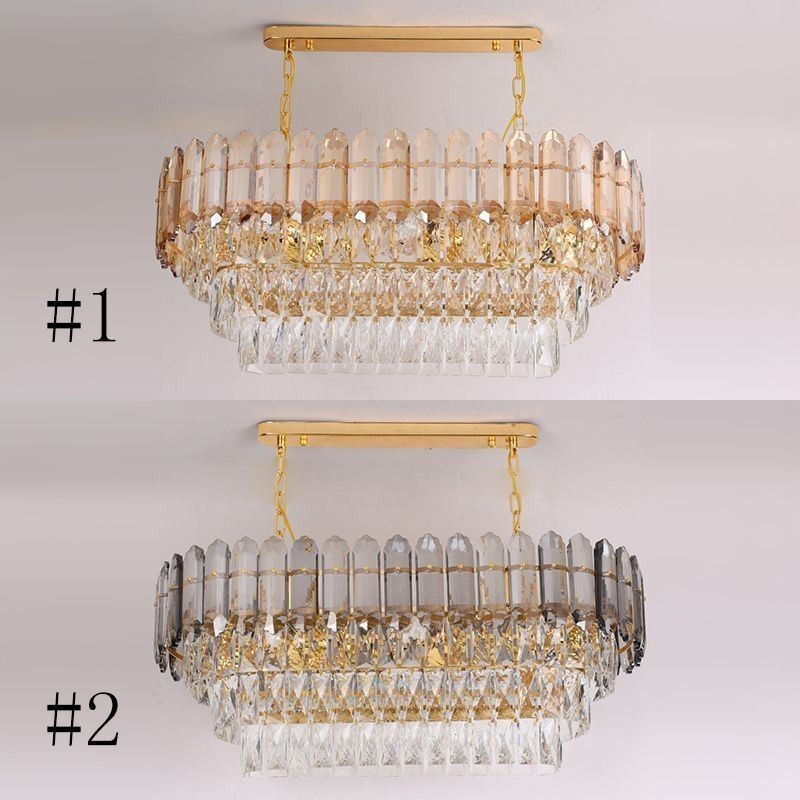 Lámpara colgante de cristal moderna, lámpara de techo ovalada de lujo