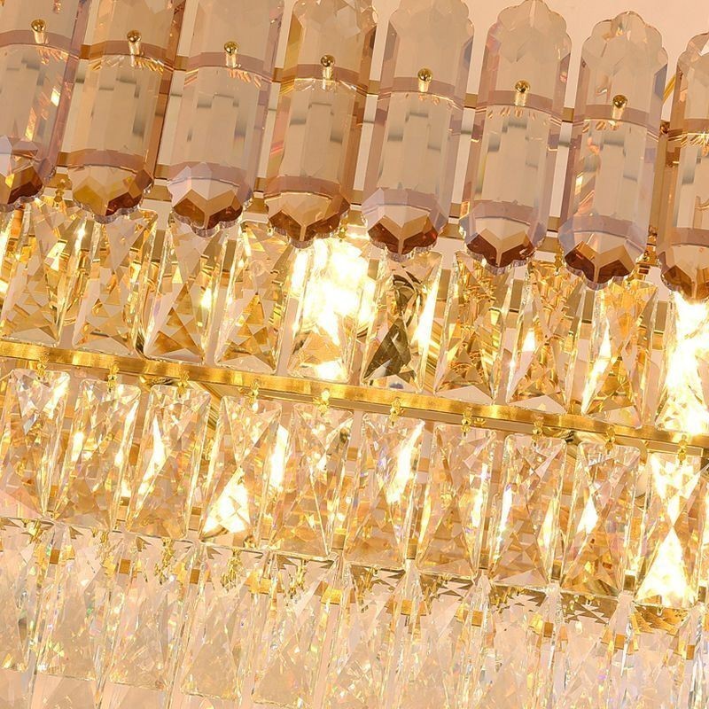 Lámpara colgante de cristal moderna, lámpara de techo ovalada de lujo