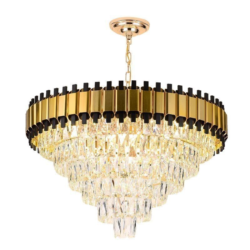 Lámpara colgante de cristal de lujo, iluminación de techo redonda