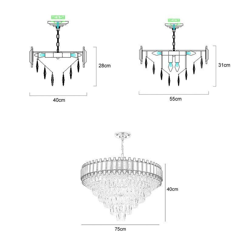 Lámpara colgante de cristal de lujo, iluminación de techo redonda