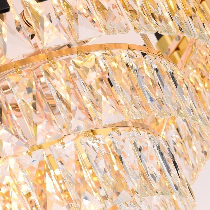 Lámpara colgante de cristal de lujo, iluminación de techo redonda