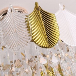 Lámpara colgante de hoja de lujo, lámpara de techo de cristal
