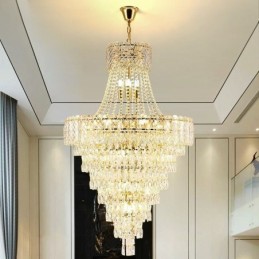 Lámpara colgante de cristal moderna y elegante, lámpara de techo cónica