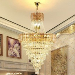 Lámpara colgante de cristal moderna y elegante, lámpara de techo cónica
