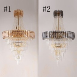 Lámpara colgante de cristal elegante europea, lámpara de techo cónica