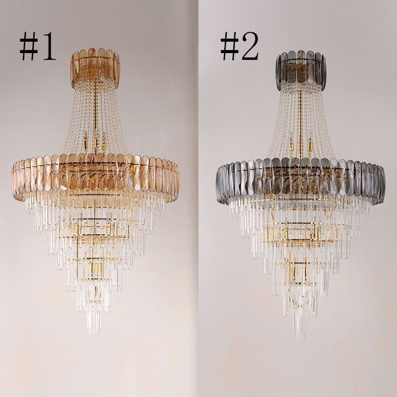 Lámpara colgante de cristal elegante europea, lámpara de techo cónica