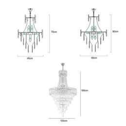 Lámpara colgante de cristal elegante europea, lámpara de techo cónica