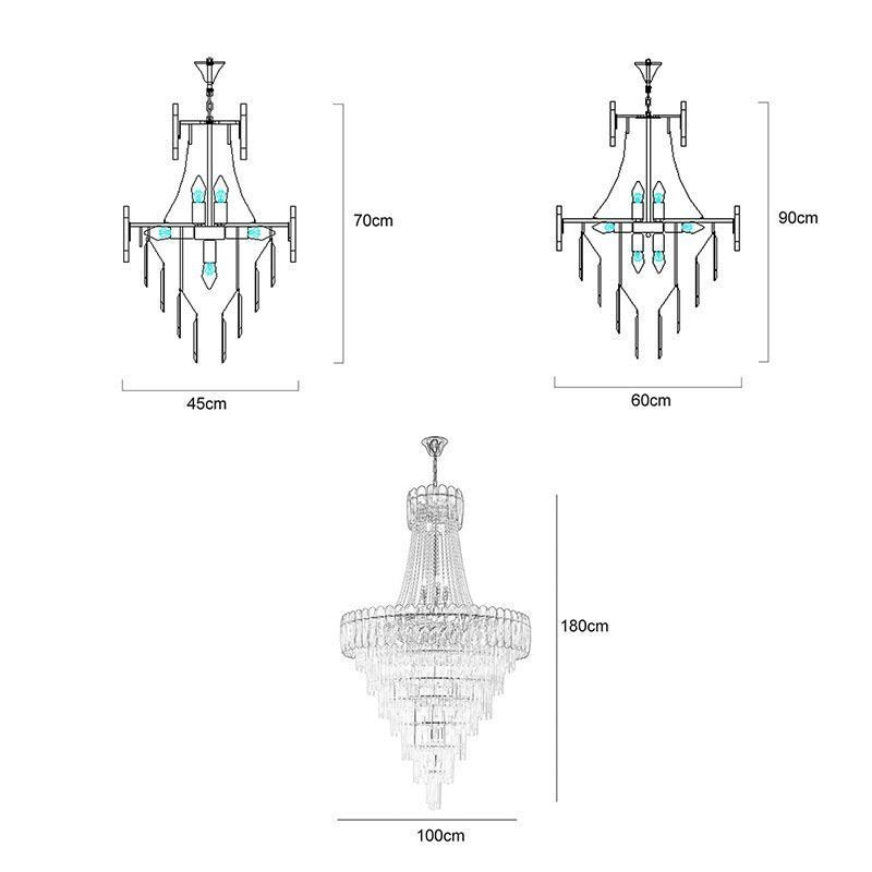 Lámpara colgante de cristal elegante europea, lámpara de techo cónica