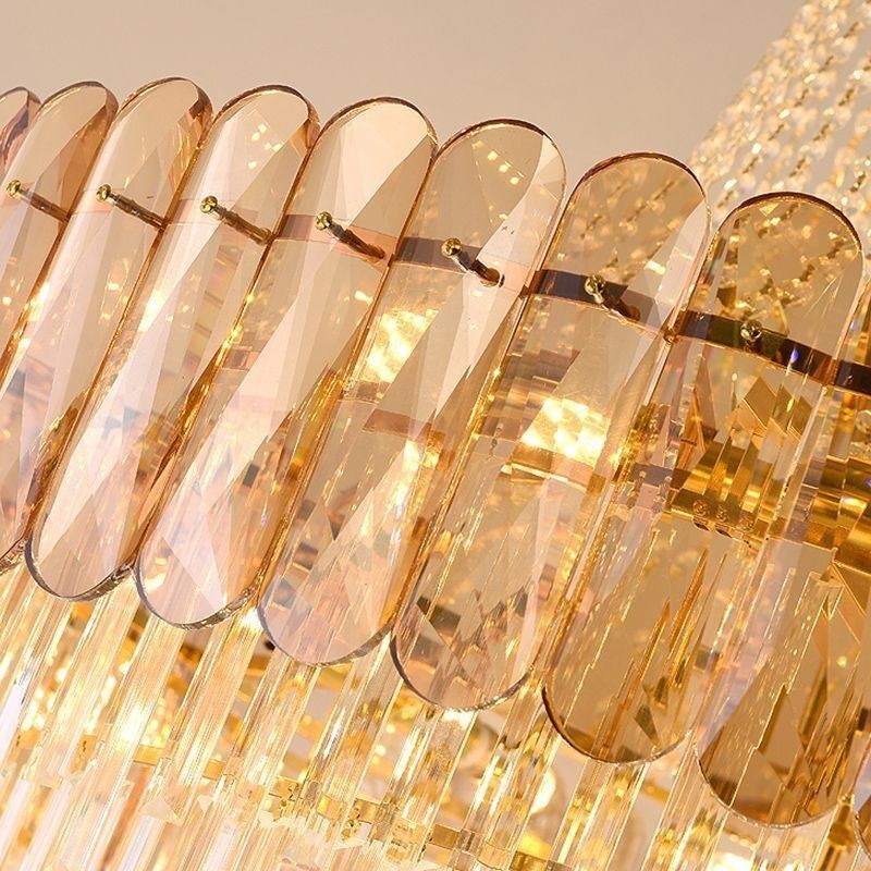 Lámpara colgante de cristal elegante europea, lámpara de techo cónica