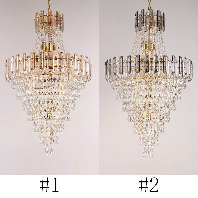 Lámpara colgante de cristal moderna y elegante, lámpara colgante cónica
