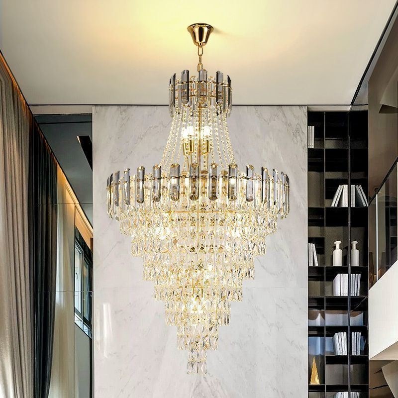 Lámpara colgante de cristal moderna y elegante, lámpara colgante cónica