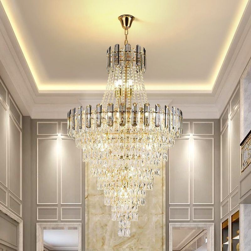 Lámpara colgante de cristal moderna y elegante, lámpara colgante cónica
