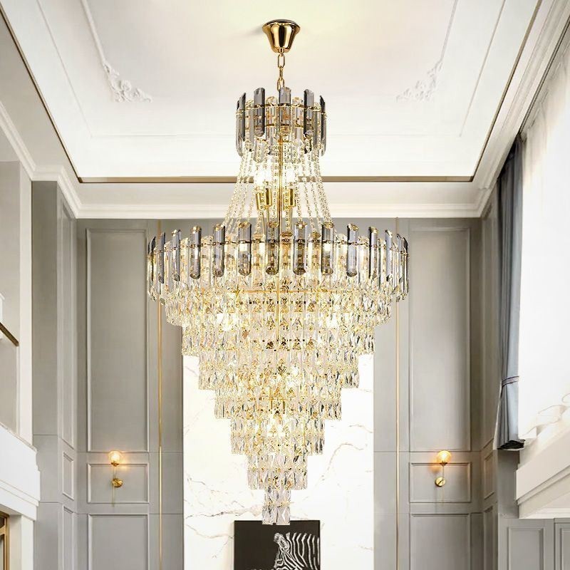 Lámpara colgante de cristal moderna y elegante, lámpara colgante cónica